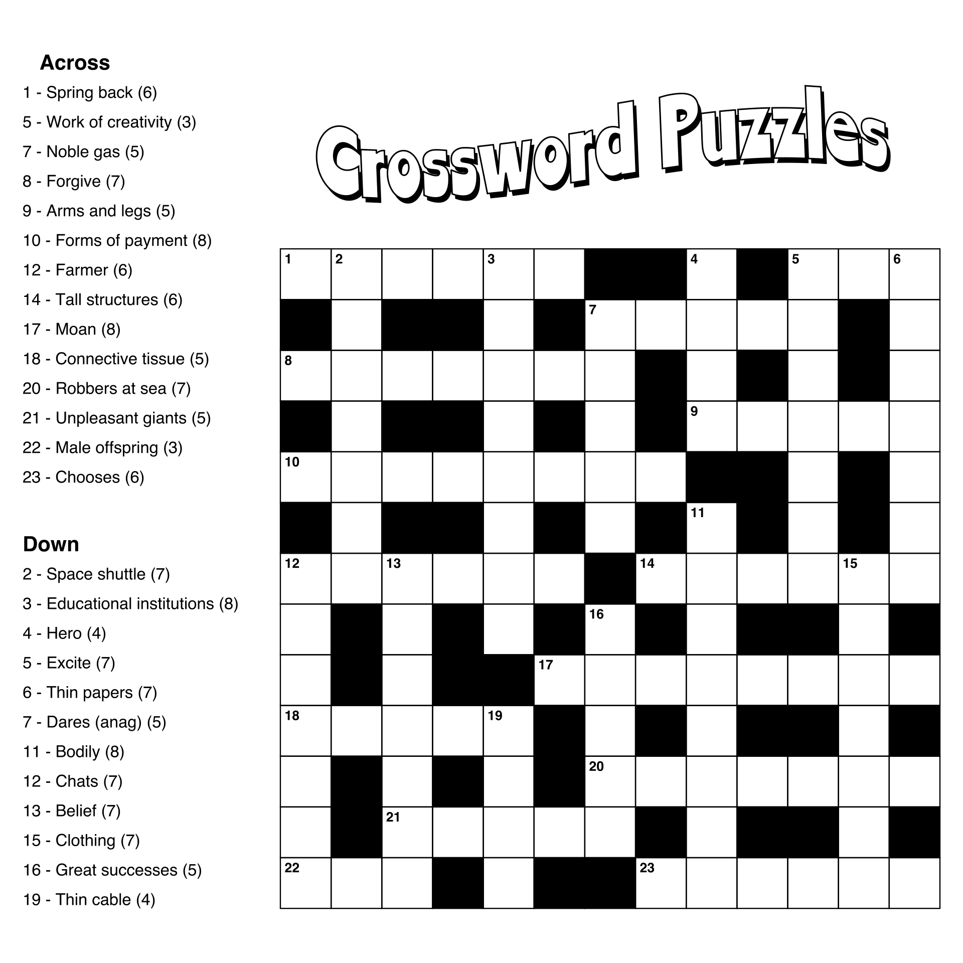 Large Print Easy Crossword Puzzles - 10 Free Pdf Printables inside Free Easy Printable Crossword Puzzles For Adults with Answers
