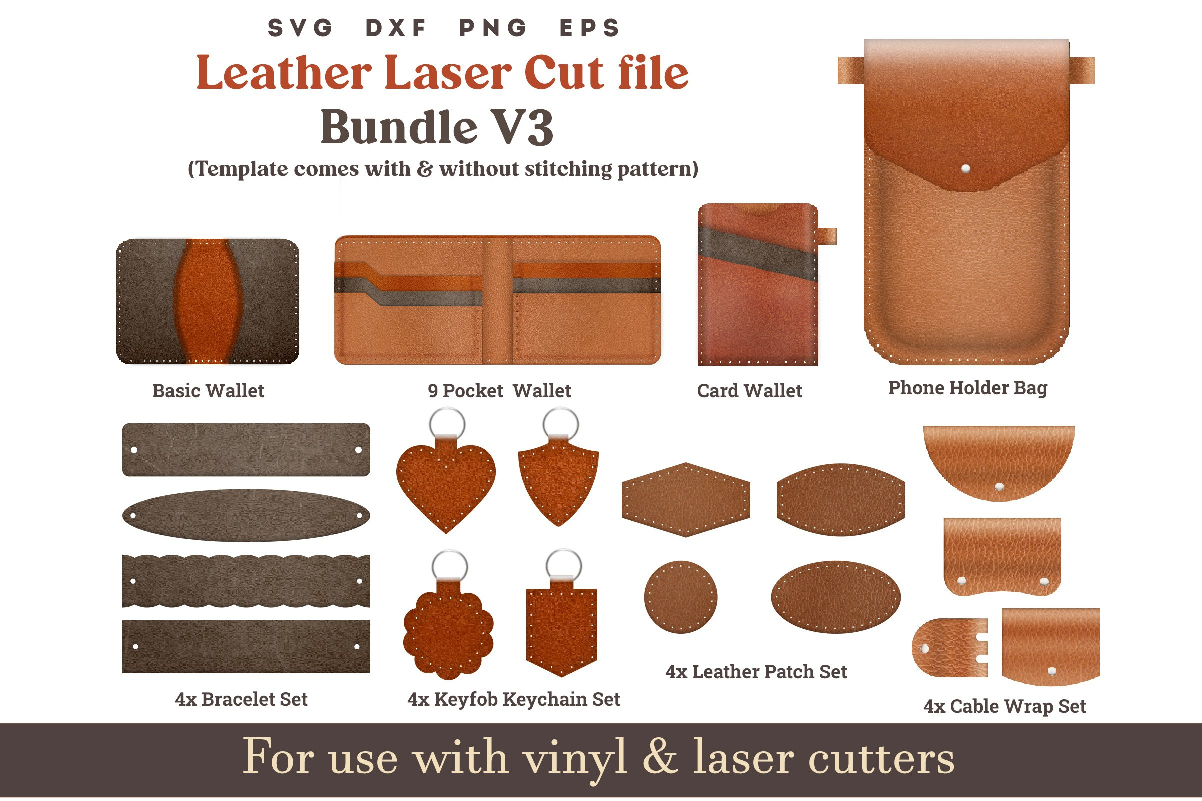 Leather Laser Svg Cut File Pattern Bundle Leather Wallet Svg inside Free Printable Leather Patterns