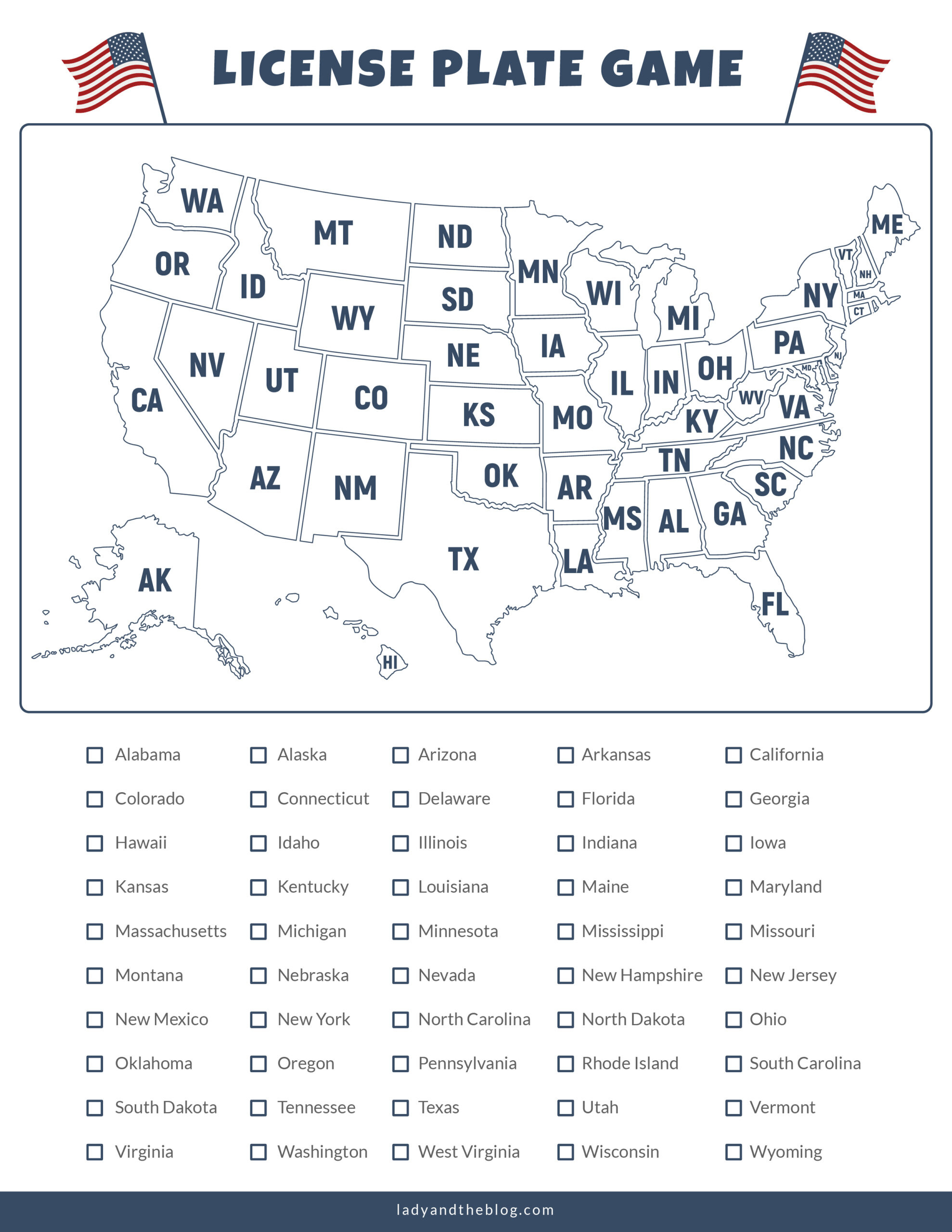 License Plate Game For Kids - Road Trip Printable To Keep The Kids for Free Printable License Plate Bingo