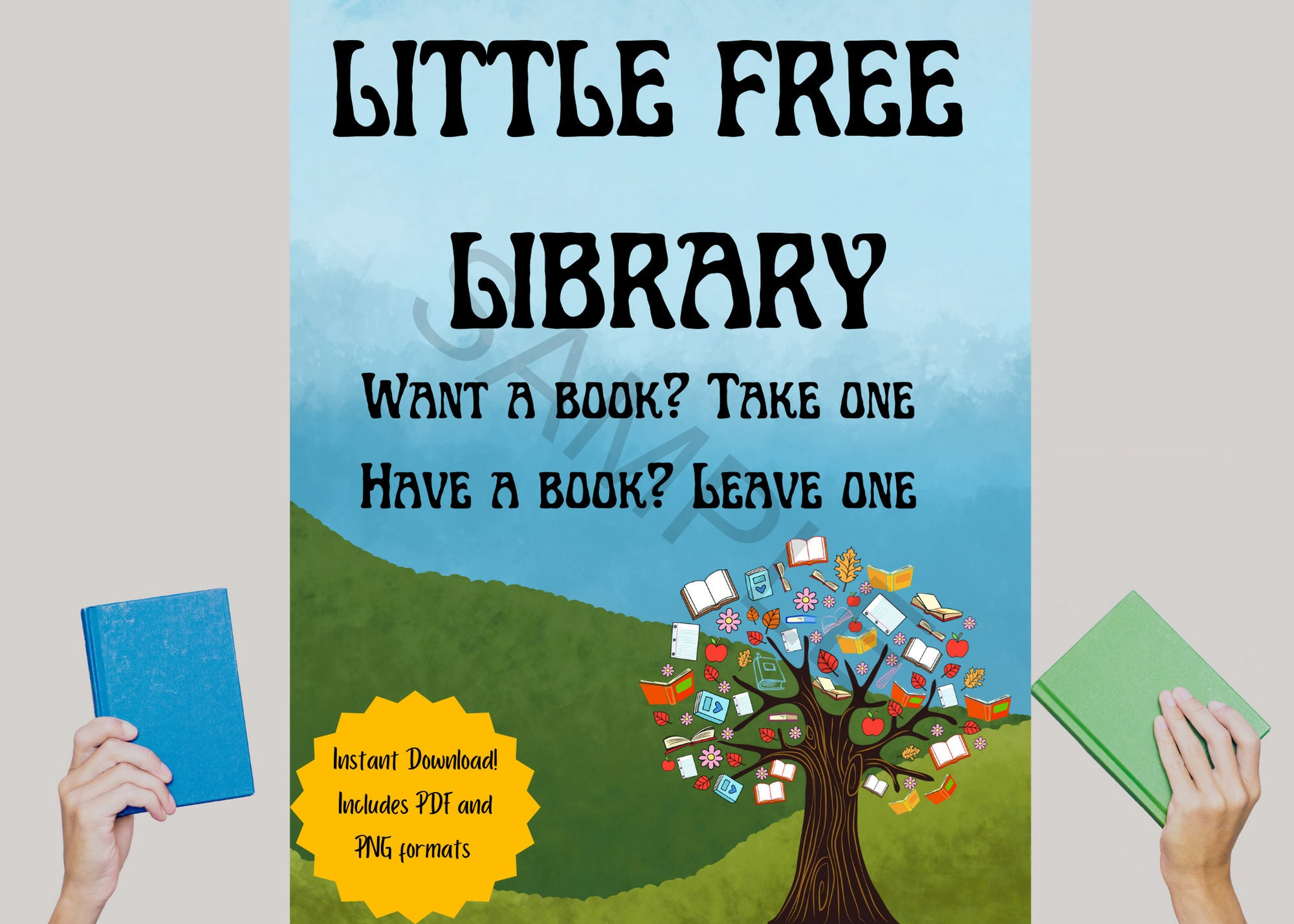 Little Free Library Printable Sign, Cute Outdoors - Etsy pertaining to Free Library Printables