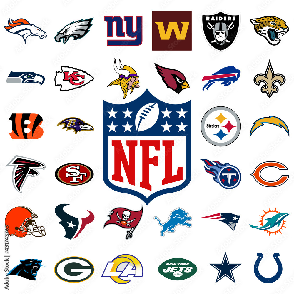 Logo Of All National Football League Teams. Nfl Team Icons. Set intended for Free Printable Nfl Team Logos