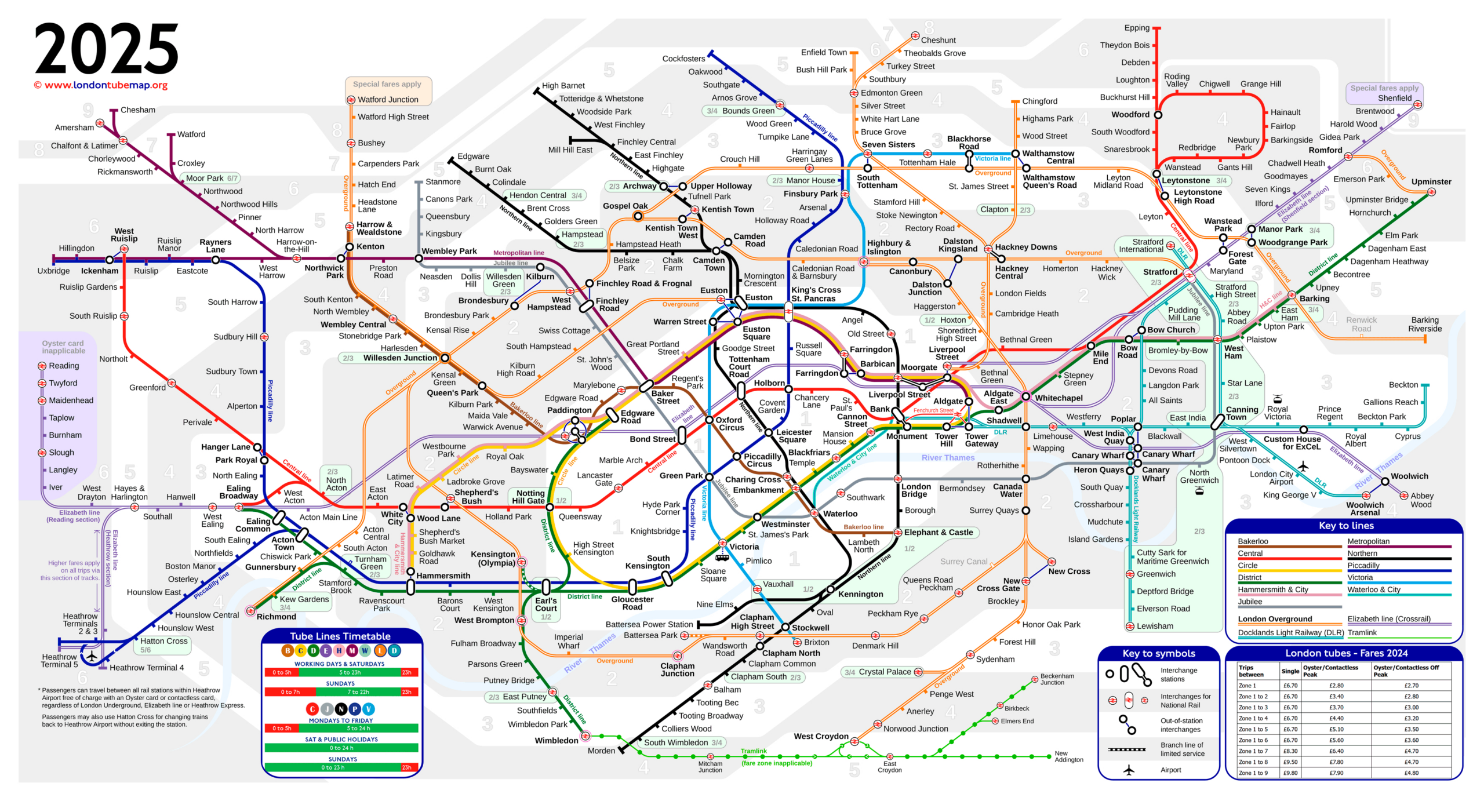 London Tube Map, Updated 2025 in Free Printable London Tube Map