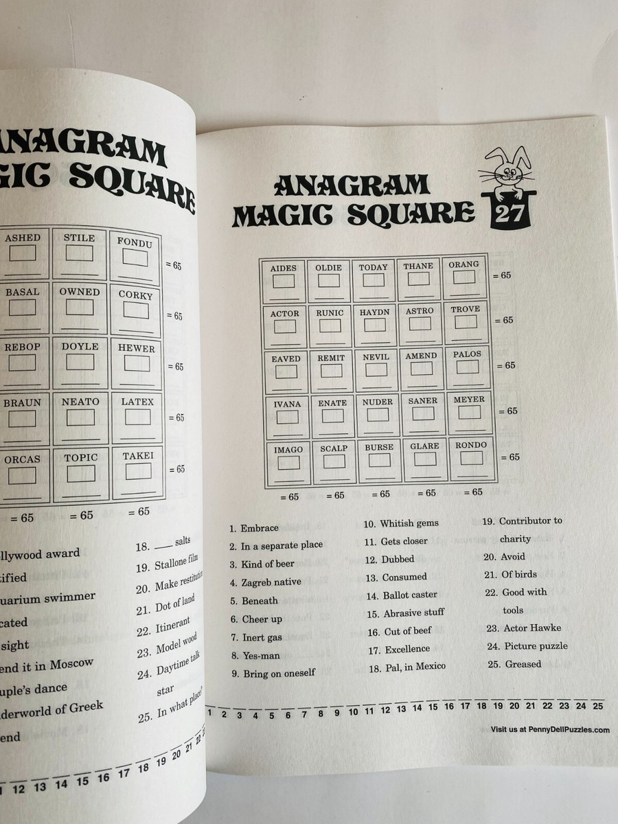 Lot Of 3 Anagram Magic Squares Penny Press Selected Puzzles 85-87 intended for Printable Anagram Magic Square Puzzles
