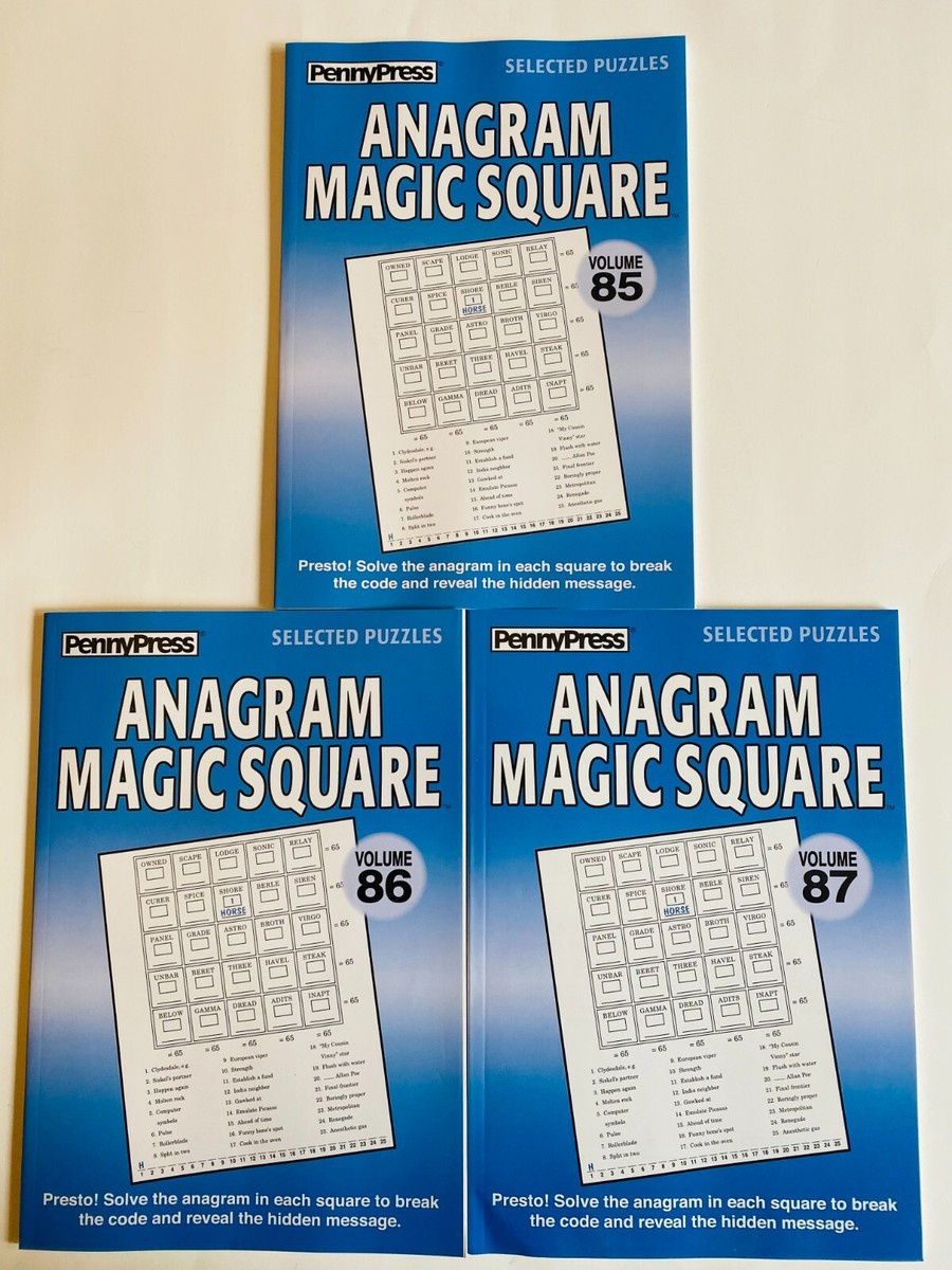 Lot Of 3 Anagram Magic Squares Penny Press Selected Puzzles 85-87 with regard to Printable Anagram Magic Square Puzzles