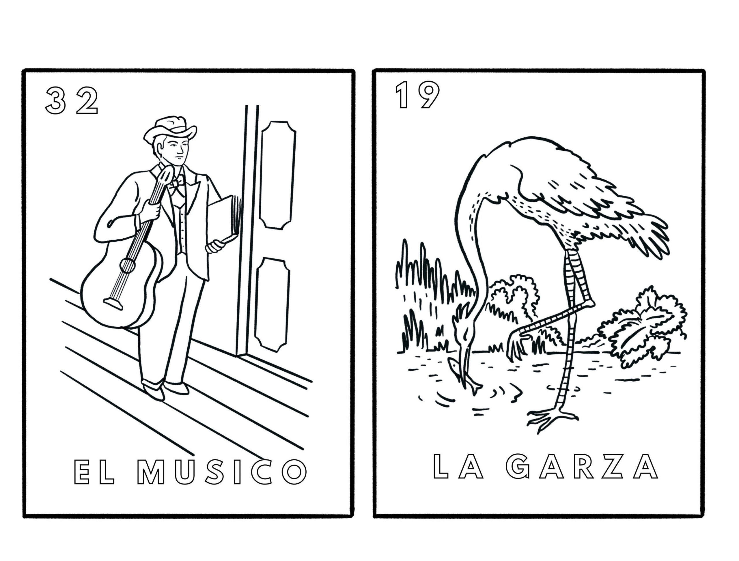 Loteria Mexicana Coloring Pages Full Set. - Etsy in Free Printable Loteria Card Coloring Pages