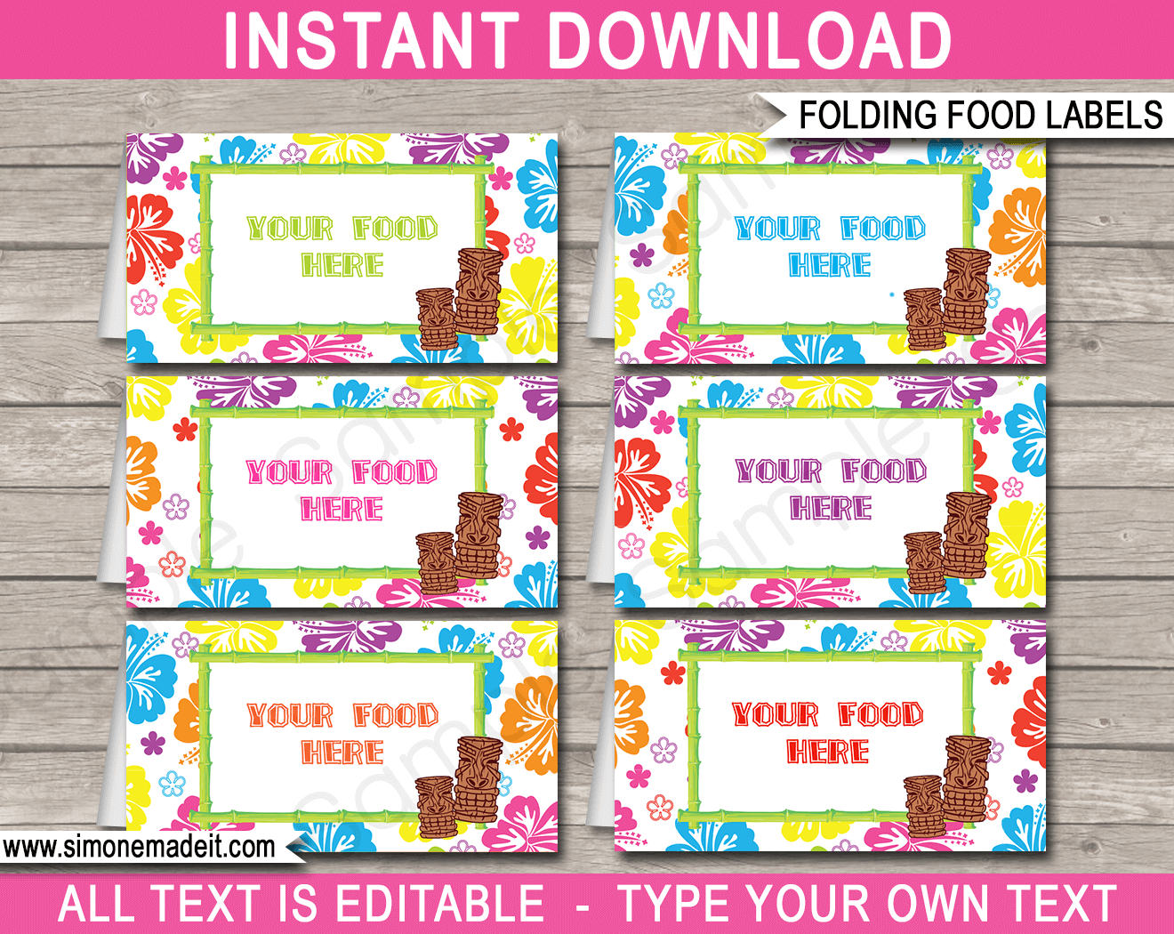 Luau Party Food Labels Template with regard to Free Printable Hawaiian Food Labels