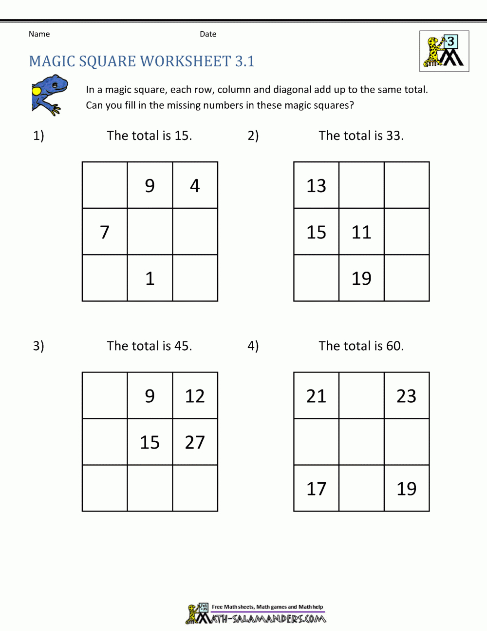 magic square worksheets pertaining to free printable magic anagram squares Magic Square Worksheets pertaining to Free Printable Magic Anagram Squares