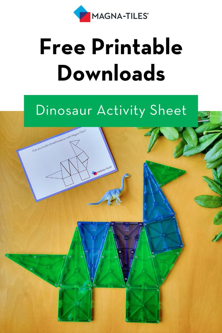Magna-Tiles® Free Printable Downloads: Dinosaur Activity Sheet pertaining to Free Magnetic Tile Printables