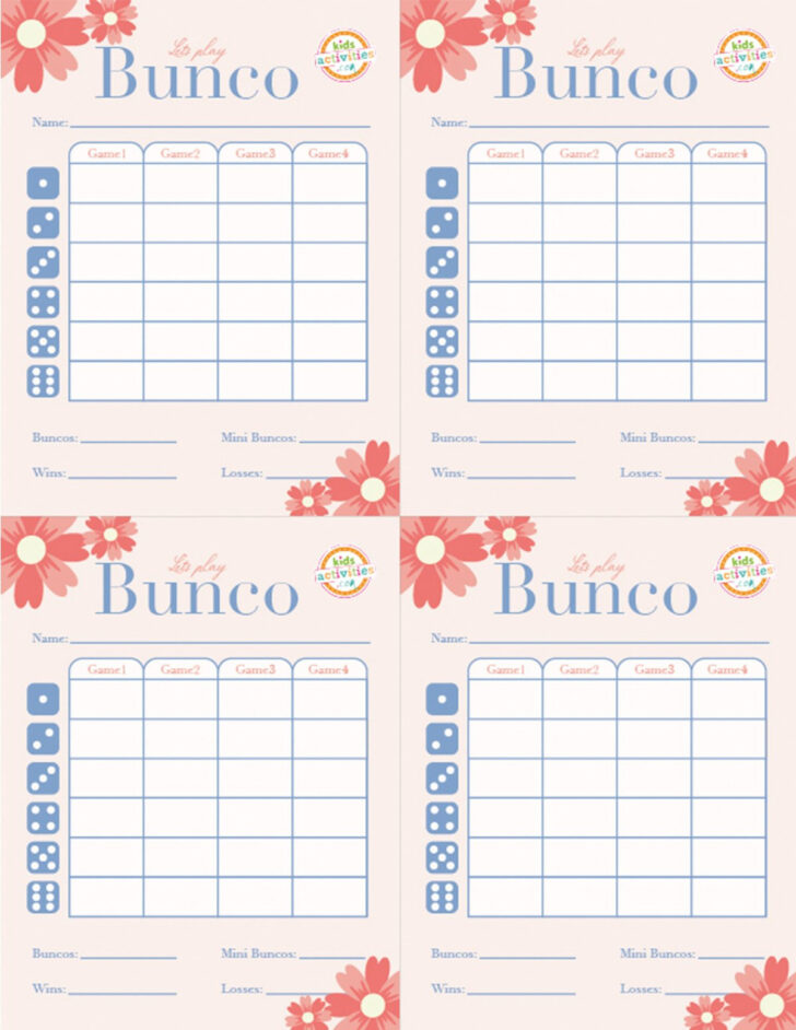 Free Printable Bunco Score Cards Free Printable Bunco Score Cards