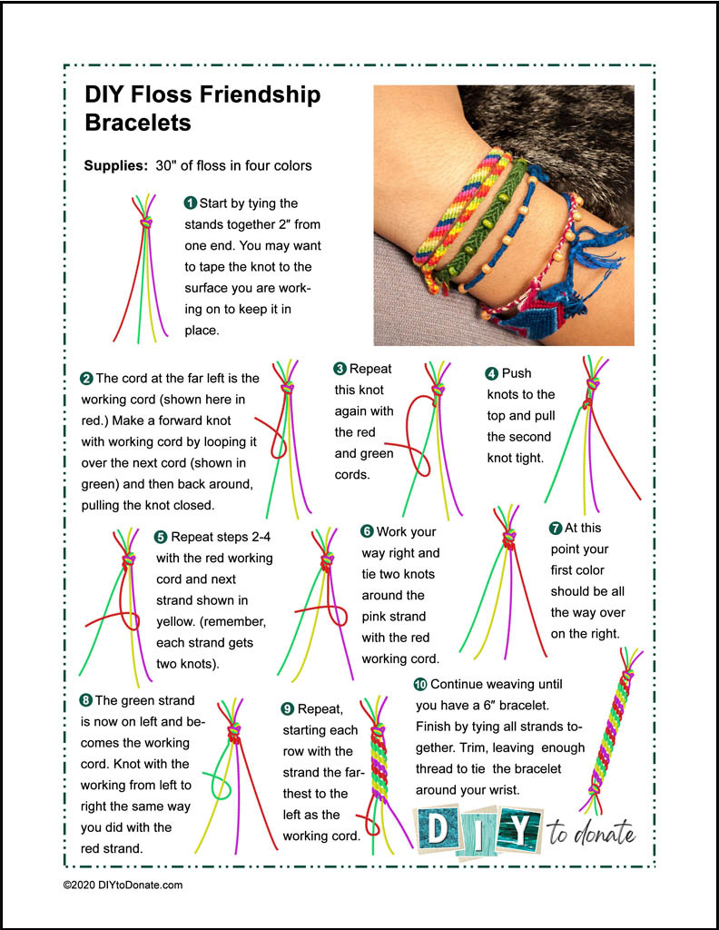 Make Super Easy Friendship Bracelets To Donate - Diytodonate intended for Free Printable Friendship Bracelet Instructions
