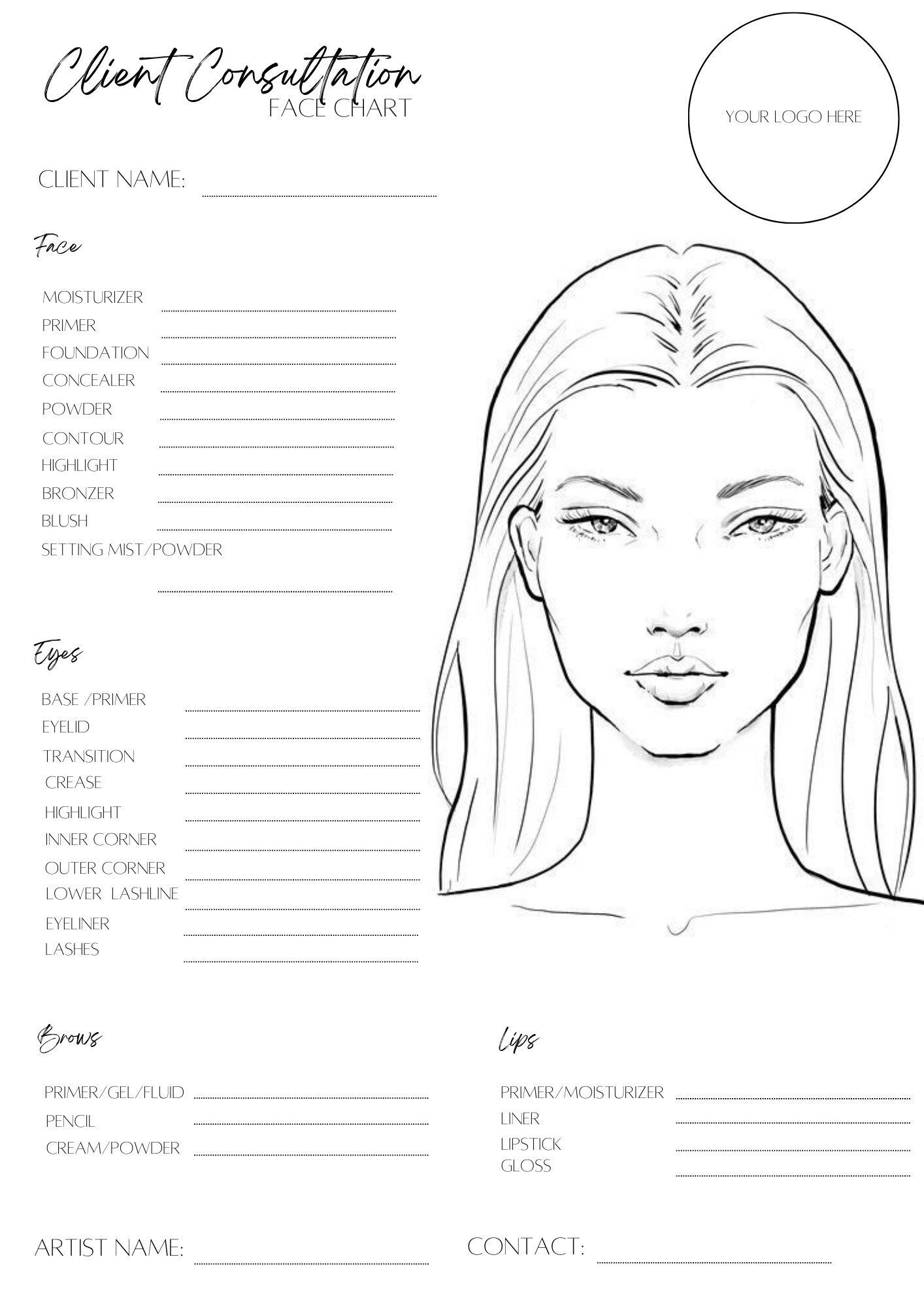 Makeup Artist Template - Shop On Pinterest intended for Free Printable Face Charts For Makeup Artists