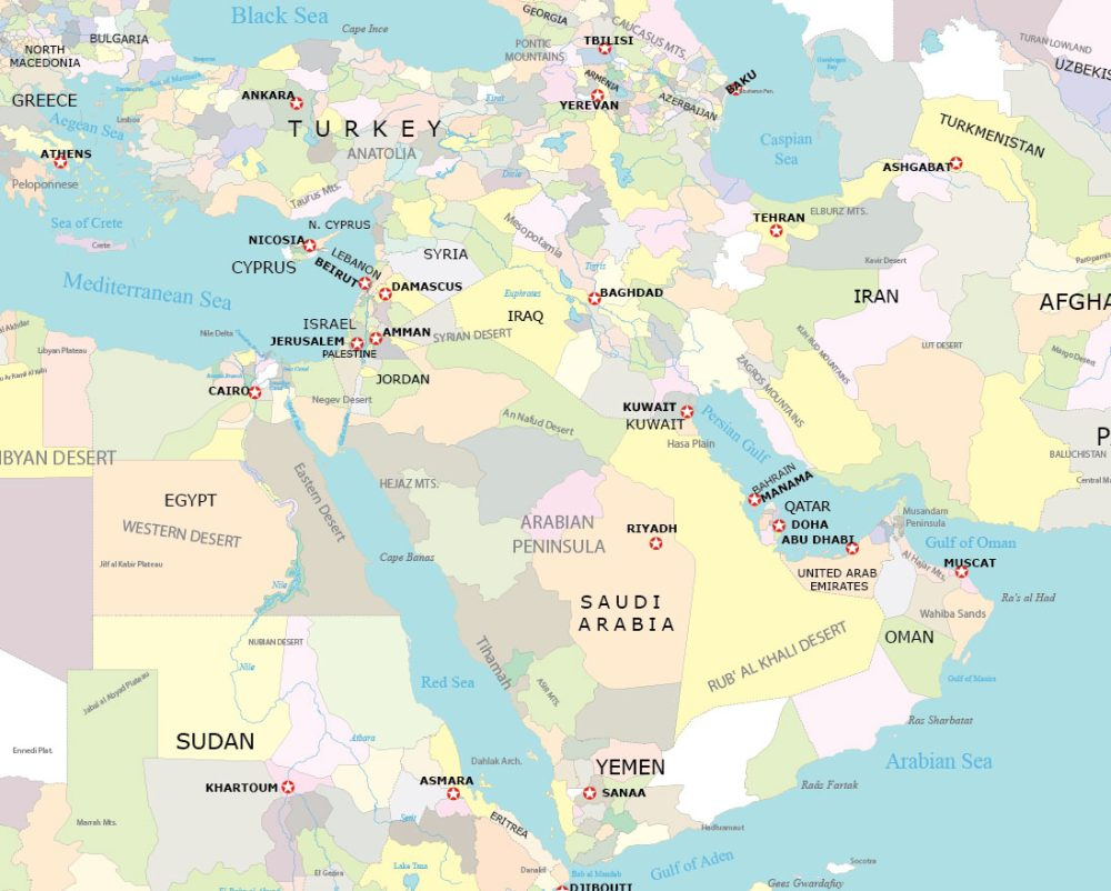 Map Collection Of The Middle East - Gis Geography inside Free Printable Map Of The Middle East