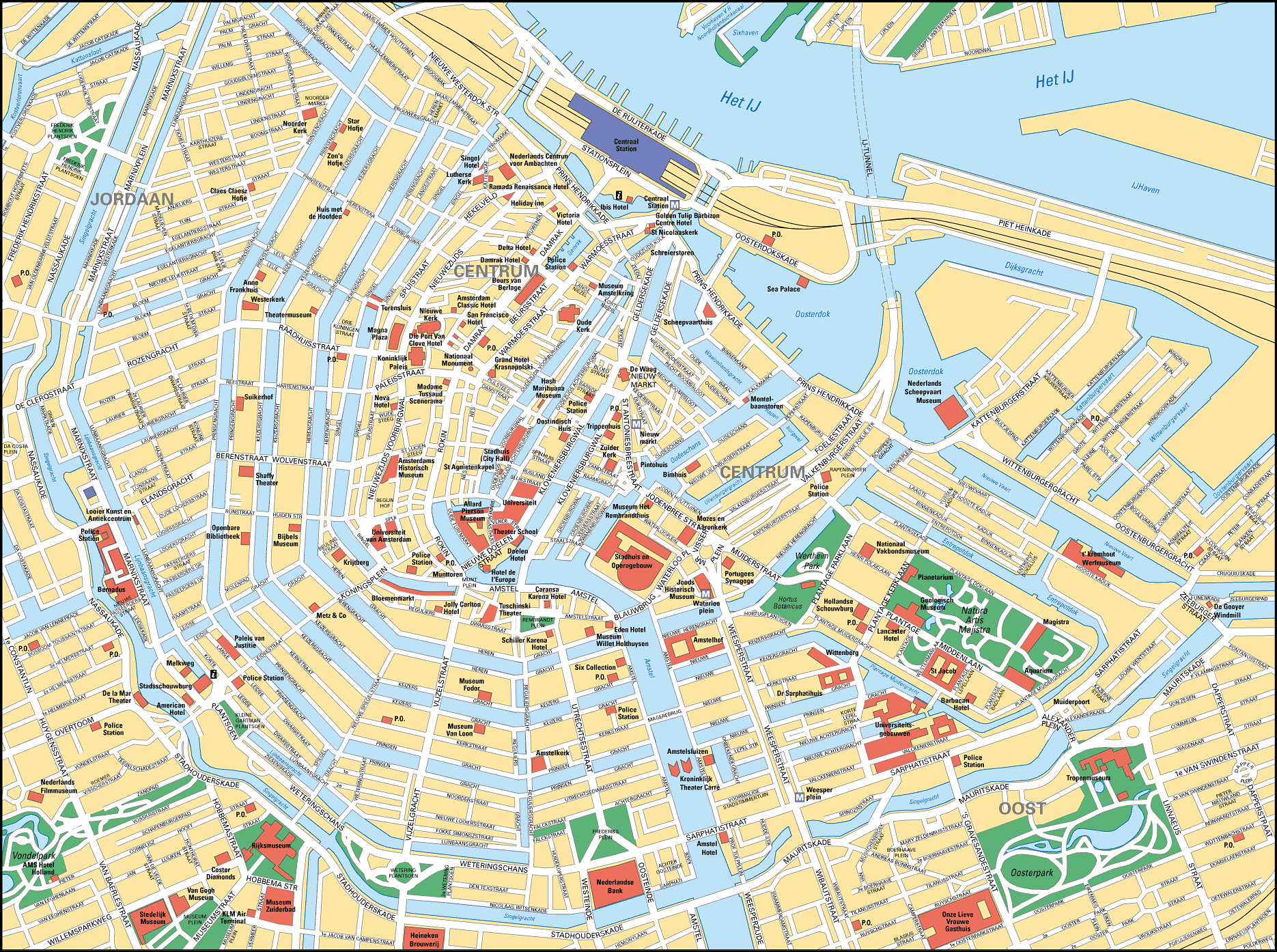 Map Of Amsterdam Tourist Attractions, Sightseeing &amp;amp; Tourist Tour throughout Free Printable Map Of Amsterdam