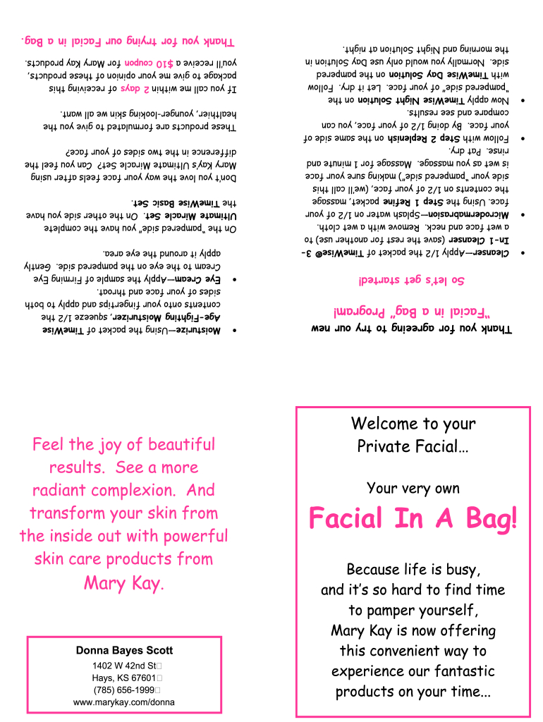 Mary Kay Facial In A Bag Printable - Fill Online, Printable inside Free Printable Mary Kay Templates