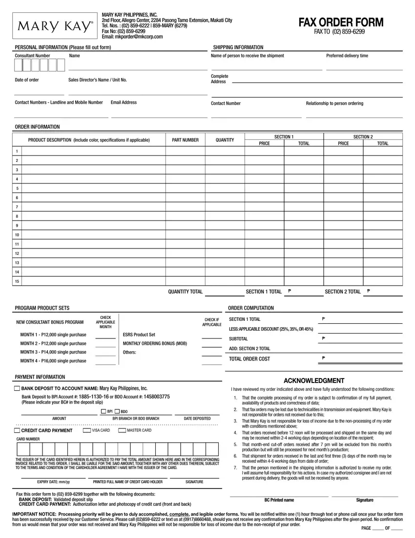 Mary Kay Order ≡ Fill Out Printable Pdf Forms Online with regard to Free Printable Mary Kay Templates