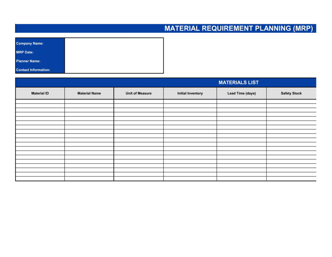 Material Requirement Planning Template [Free Download] Word &amp;amp; Pdf intended for Mrp Template Free Download