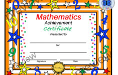 Math Certificate, Pdf Math Certificate, Pdf Math Award, Editable pertaining to Free Printable Math Certificates