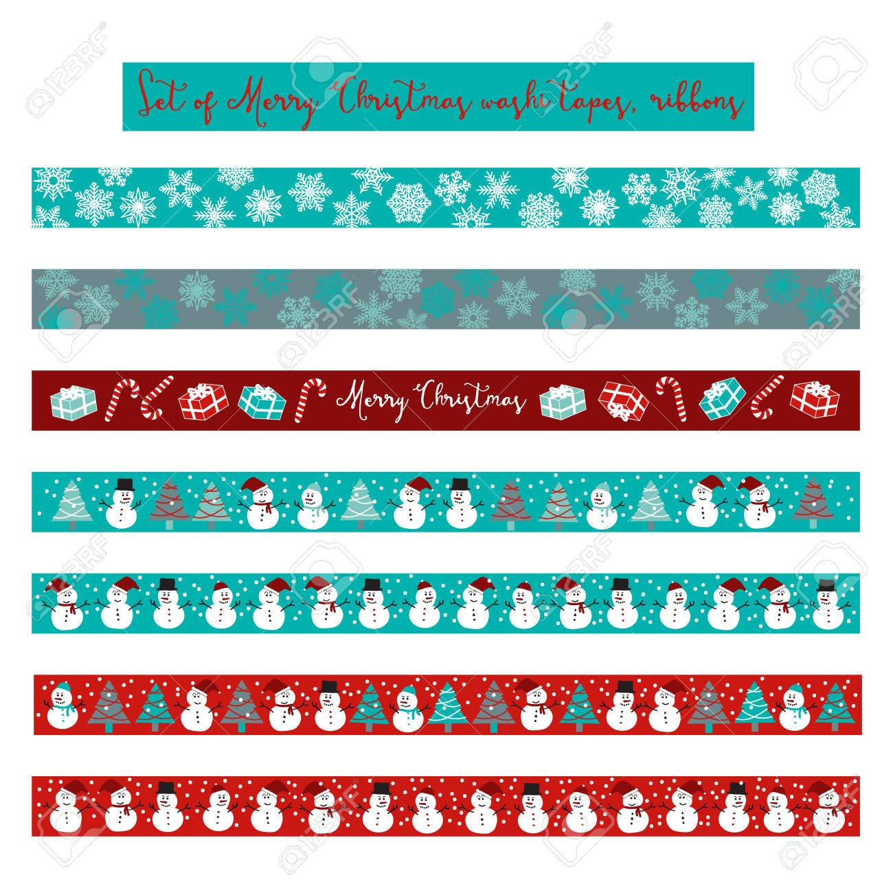 Merry Christmas Washi Tape Scrapbook Ribbon Items In Blue regarding Free Printable Christmas Washi Tape