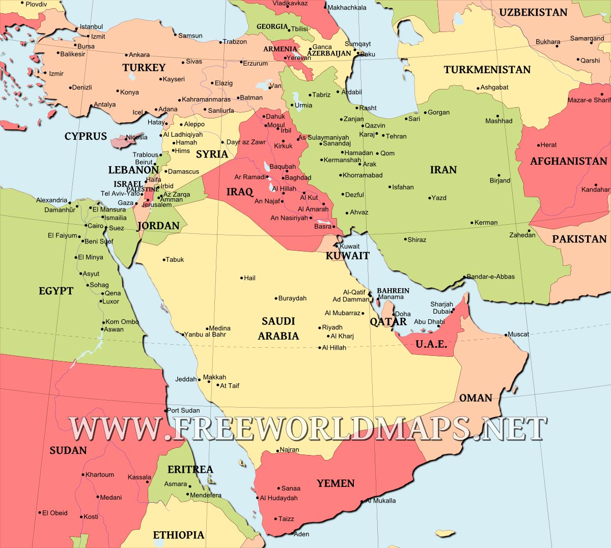 Middle East Map – Freeworldmaps intended for Free Printable Map Of The Middle East