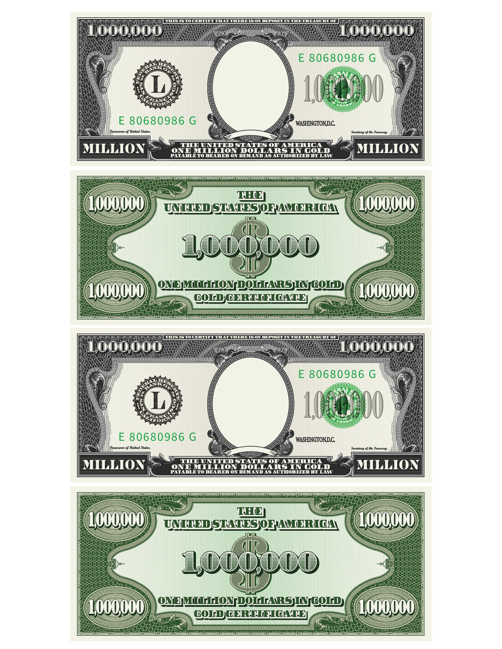 Million Dollar Bill Template - 4 Echte Dollarscheine Im A4-Lauf inside Printable Million Dollar Bill