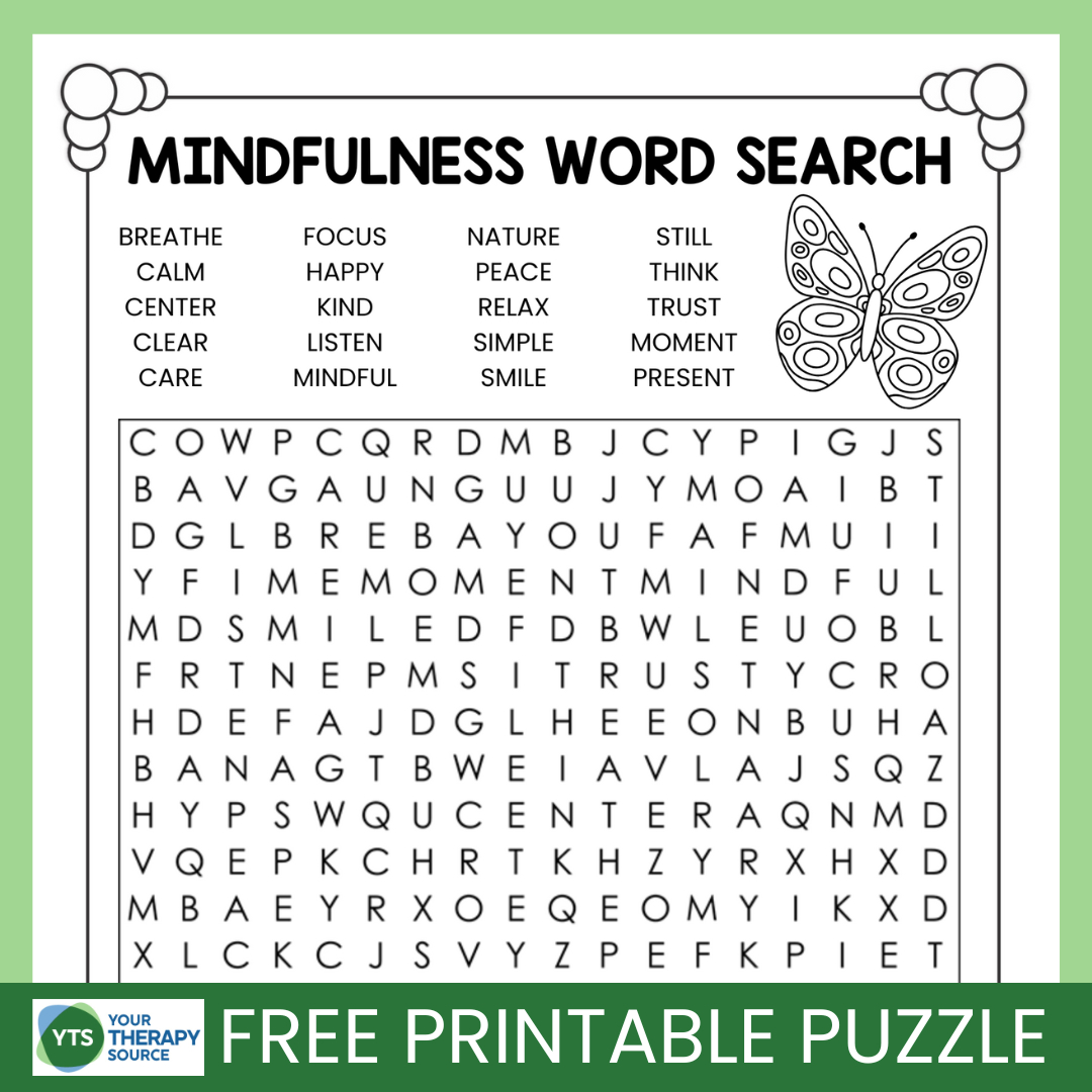 Mindfulness Word Search Puzzle Free Printable - Your Therapy Source with Free Printable Seek N Find Puzzles