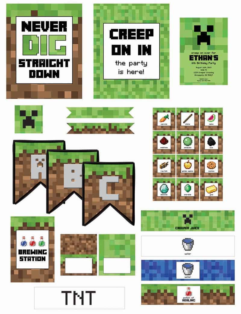 Minecraft Birthday Party (With Free Printables) - Elva M Design Studio for Free Minecraft Printables For Parties