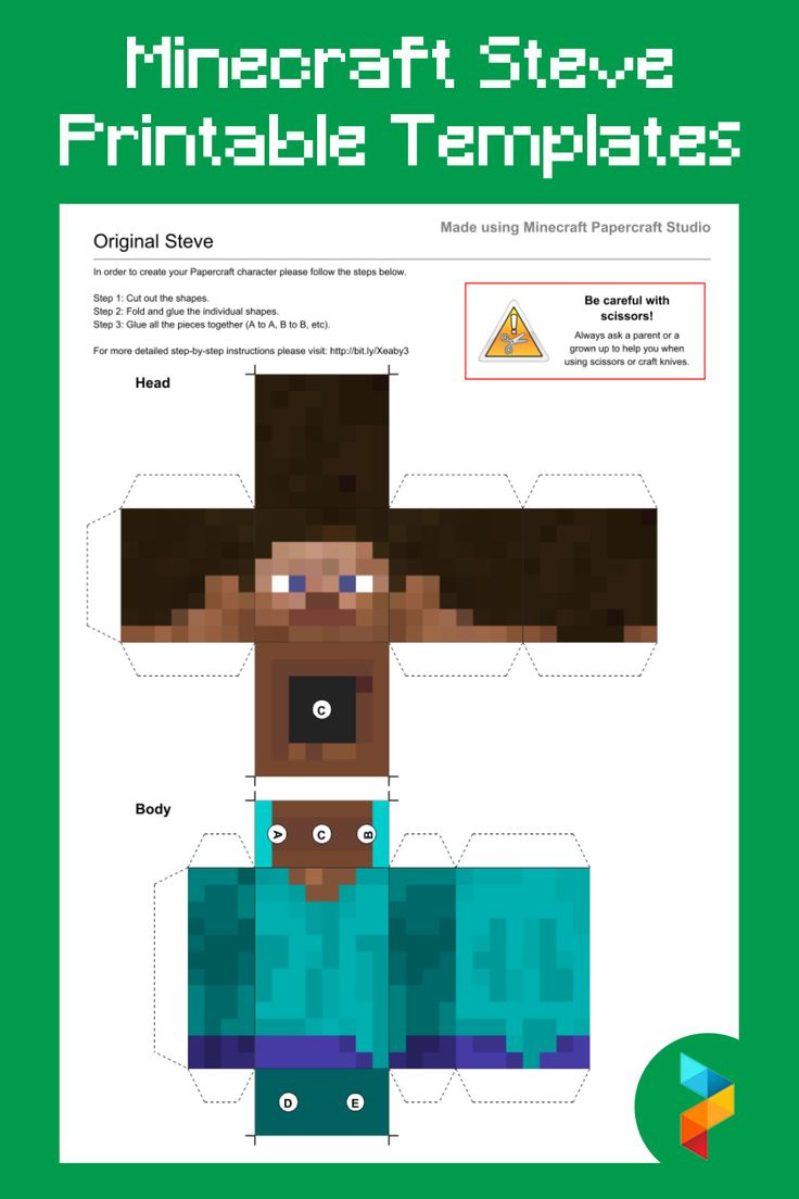 Minecraft Steve Templates - 10 Free Pdf Printables | Printablee inside Free Minecraft Printable Cutouts