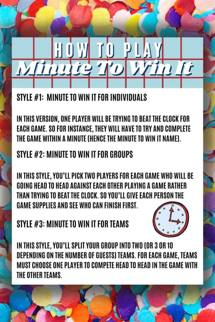 Free Minute to Win It Printables