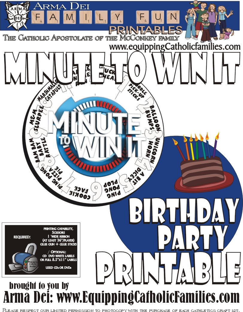 Minute To Win It With Free Printable inside Free Minute to Win It Printables