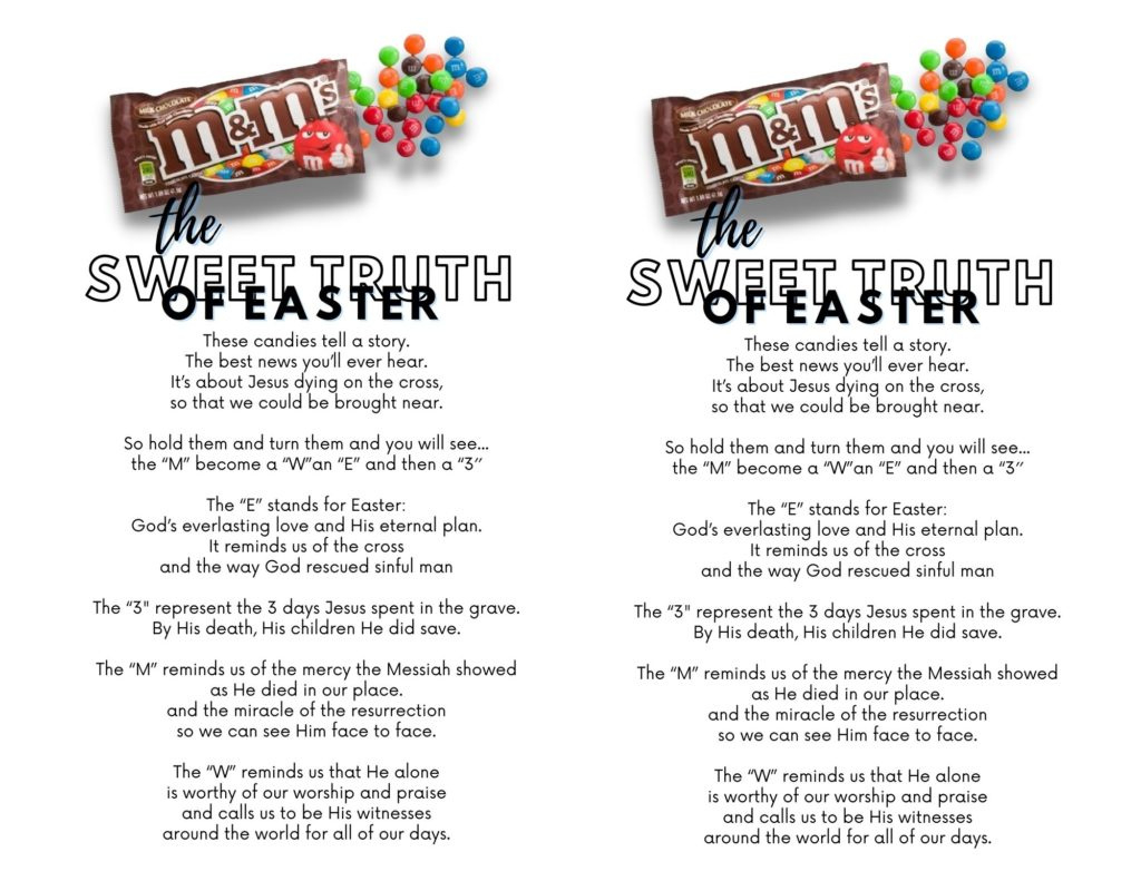 M&amp;amp;M Easter Poem For Kids [Free Printable] Short Religious Rhyming pertaining to Free Printable Religious Easter Poems