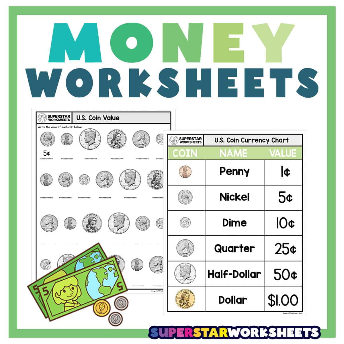 Money Worksheets - Superstar Worksheets pertaining to Free Printable Coin Chart