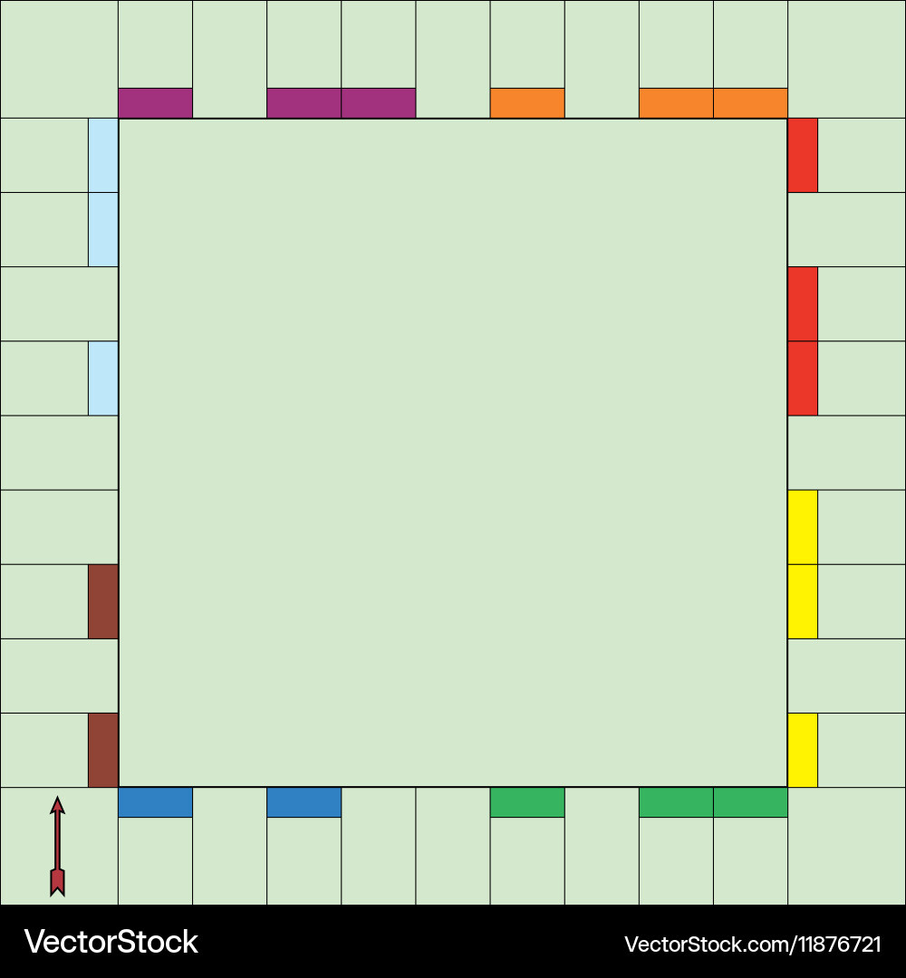 Monopol Spiel Board Vorlage Lizenzfreies Vektorbild inside Free Printable Blank Monopoly Board