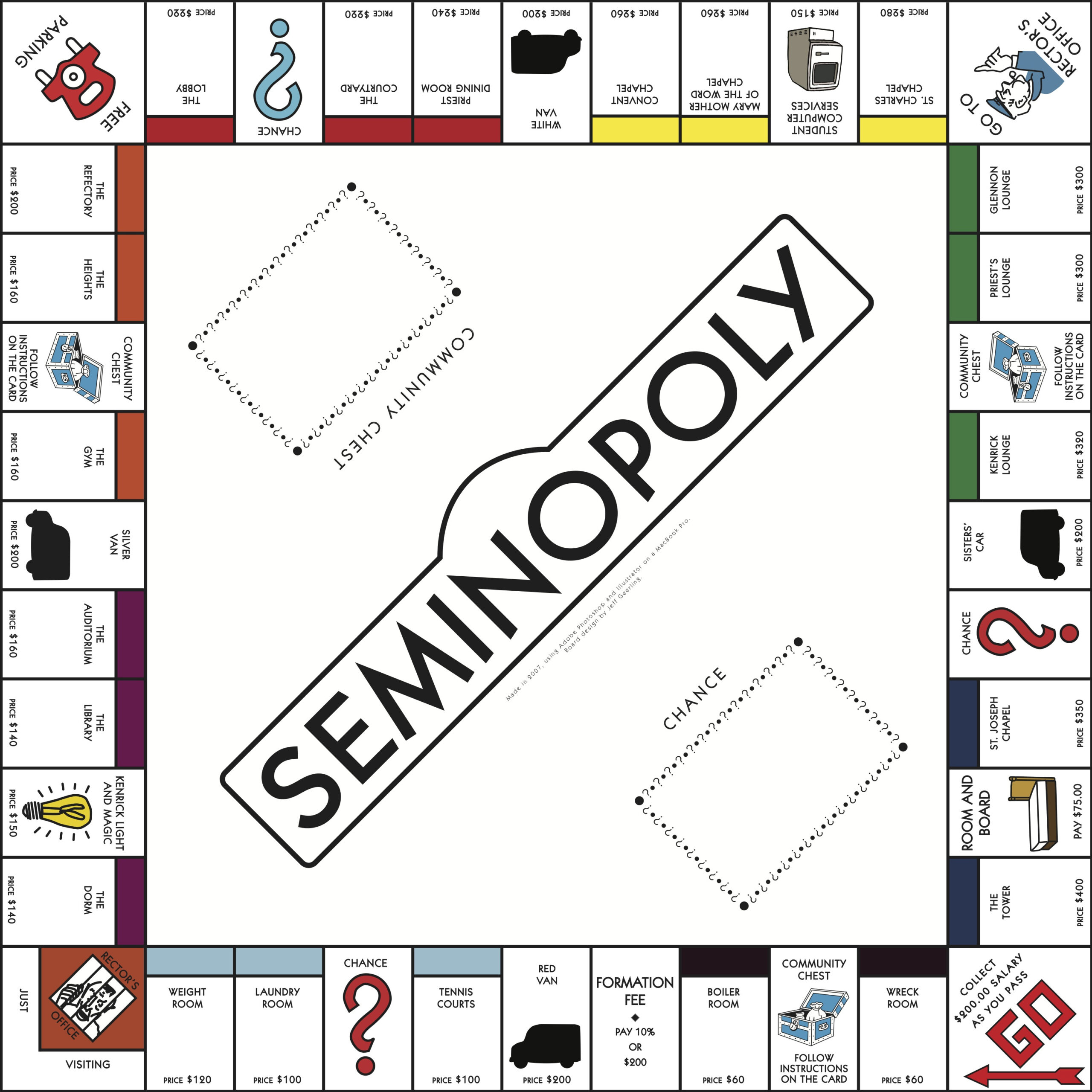Monopoly Game Board Design (Illustrator/Vector Artwork) | Jeff with Free Editable Monopoly Board Template