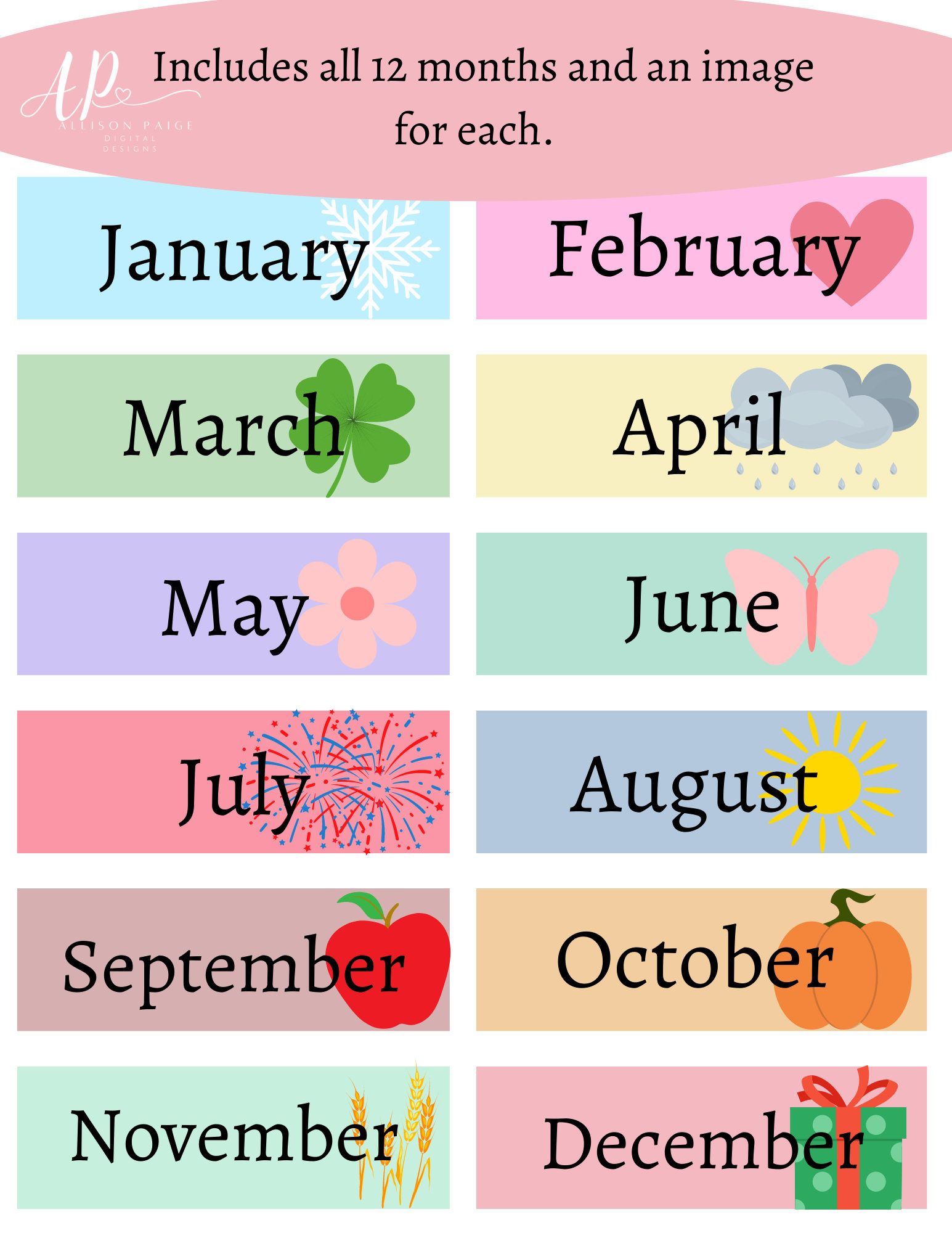 Months Of The Year- Digital Download/ Printable - Etsy Australia intended for Free Printable Months of the Year Poster