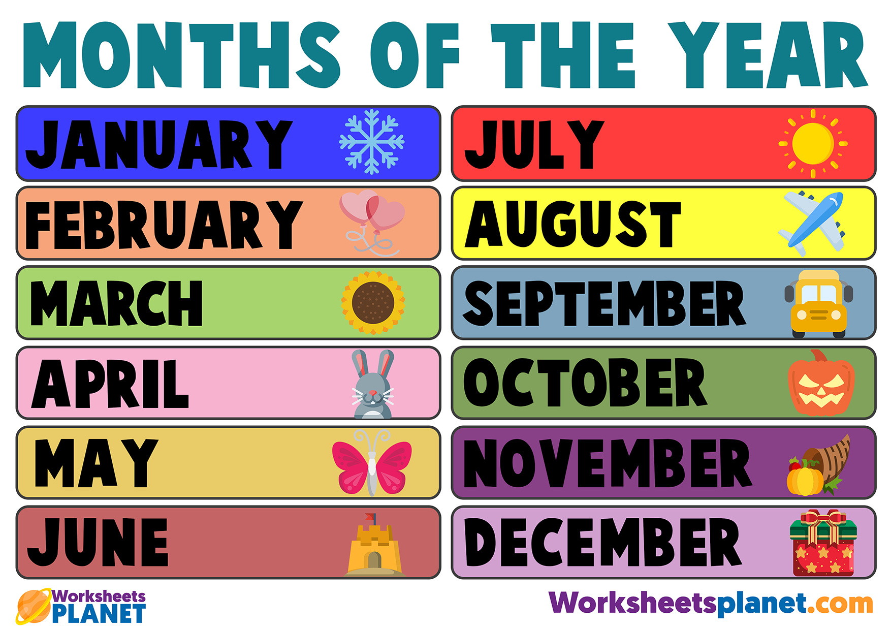 Months Of The Year | Display Poster | Esl Teaching Resources with Free Printable Months Of The Year Poster