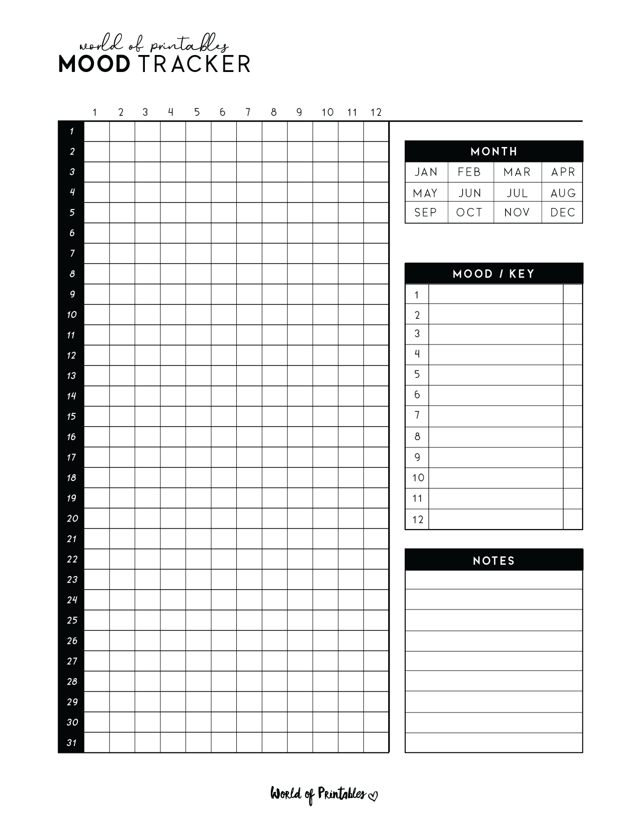 Mood Trackers - 16 Free Printable Templates - World Of Printables within Free Mood Tracker Printable