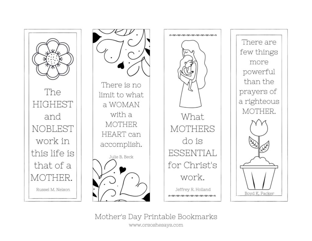 Mother&amp;#039;S Day Bookmark Printable ~ Ready To Color! - Or So She Says with Free Printable Christian Mothers Day Crafts