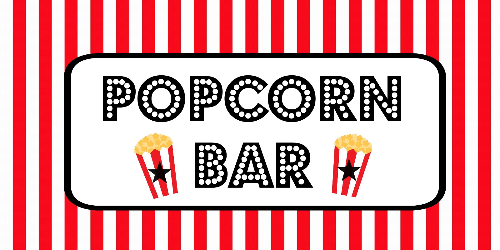 Movie Night Party “Popcorn Bar”- Free Printable Food Labels in Free Popcorn Printables