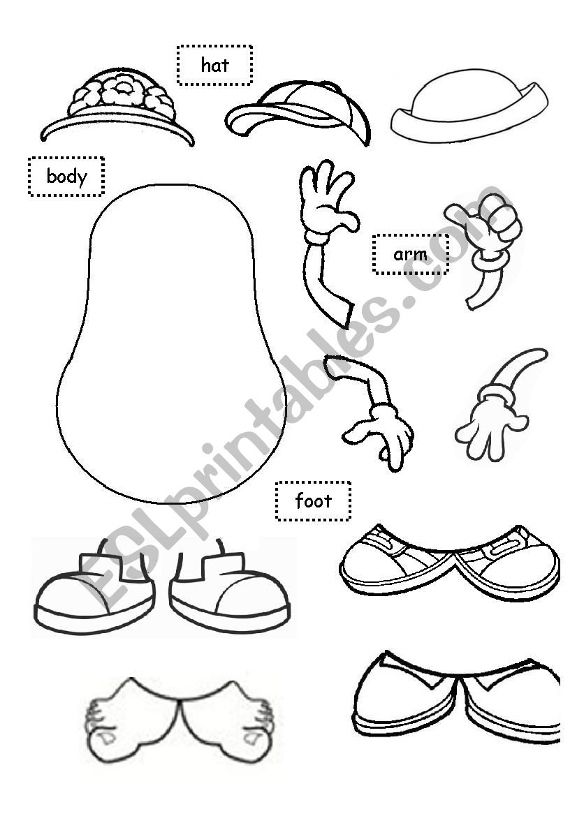 Mr. Mrs. Potato Head - Esl Worksheetladydeath intended for Free Printable Mr Potato Head Parts