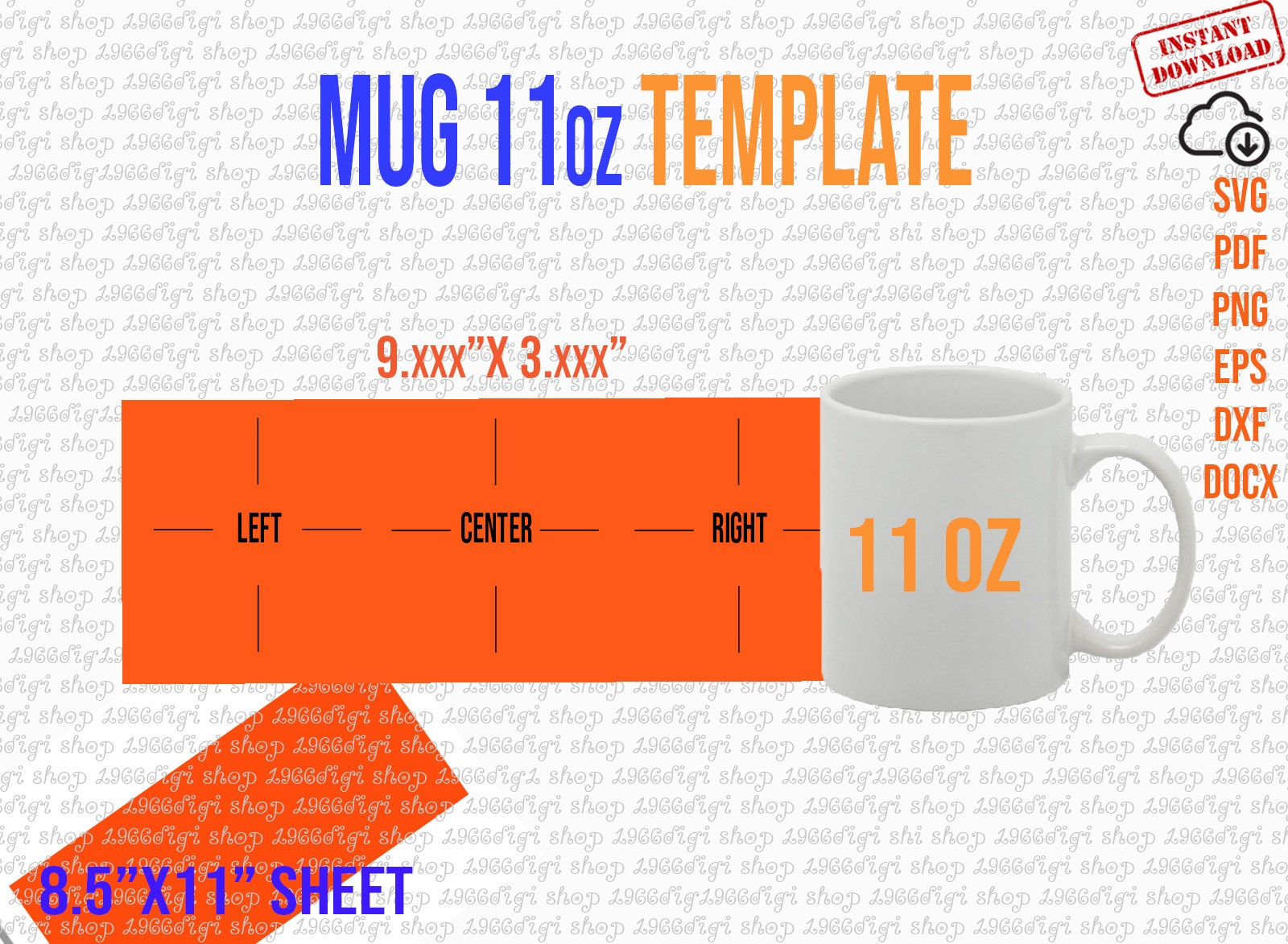 Mug 11Oz Template, 11 Oz Mug Template For Sublimation Full Wrap with 11 Oz Mug Template Free