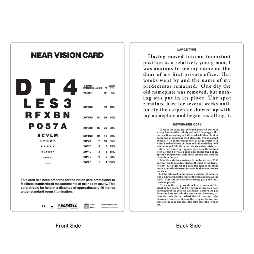 Near Vision Acuity Card For Optometrists | Durable &amp;amp; Washable throughout Free Printable Near Vision Eye Chart