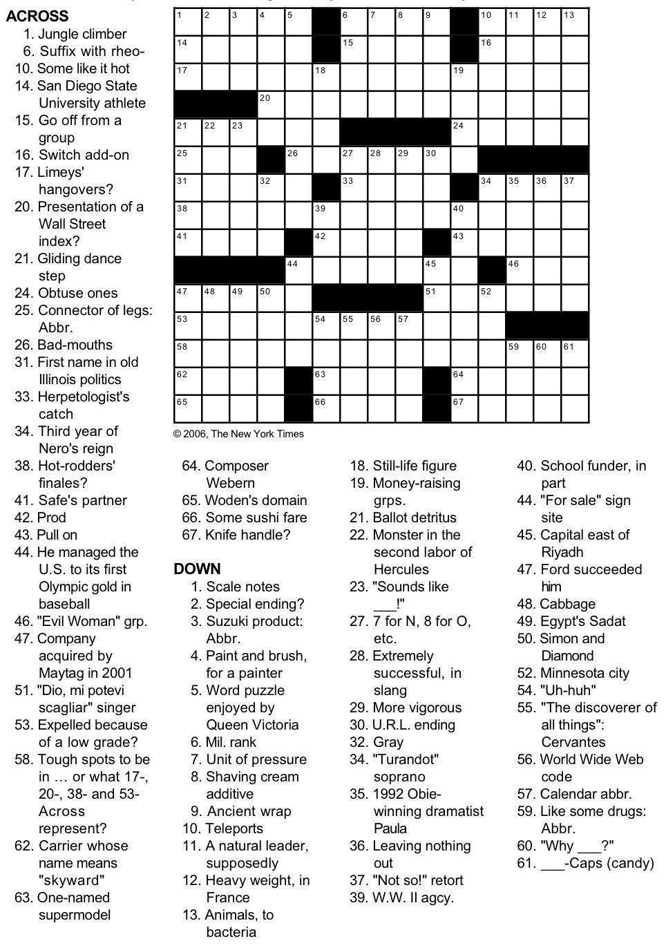 New York Times Crossword Puzzlegeorge Barany And Michael Shteyman inside Free Ny Times Printable Crossword Puzzles