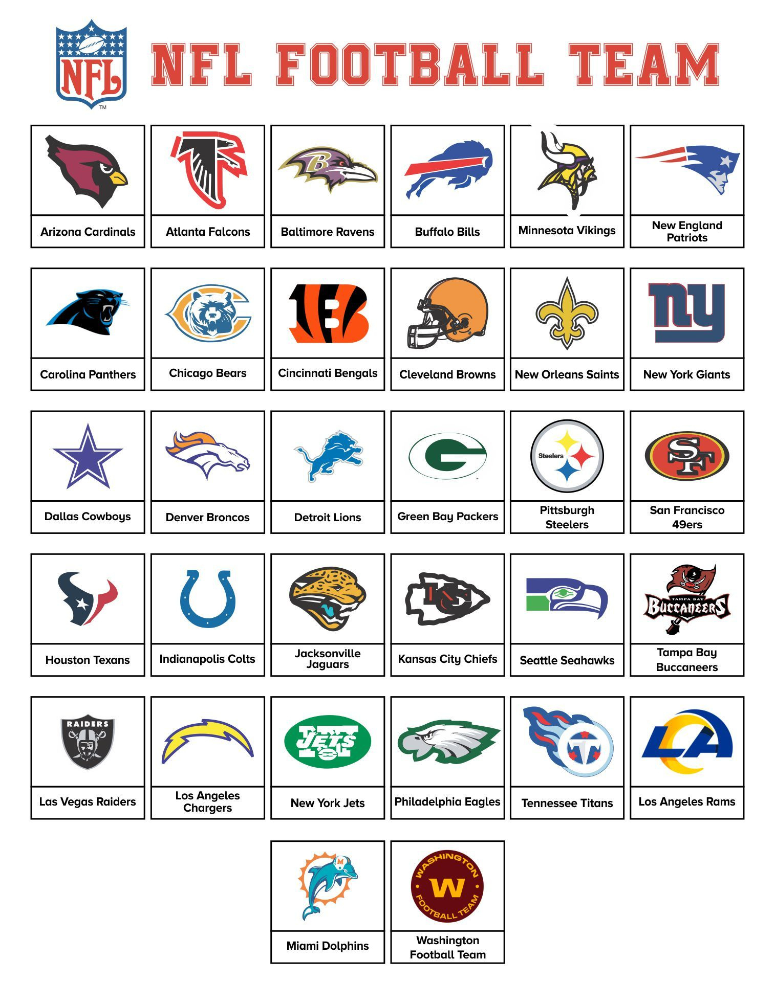 Nfl Football Logos - 10 Free Pdf Printables | Printablee | Nfl inside Free Printable Nfl Team Logos