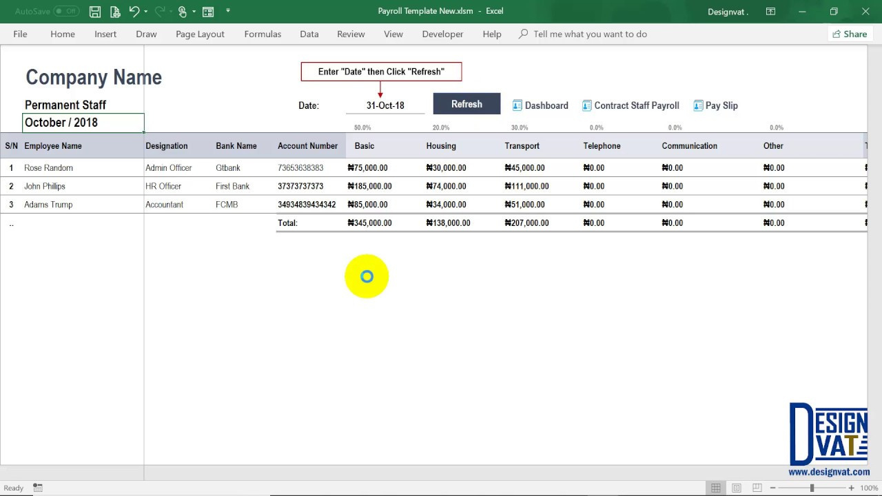 Nigerian Paye Calculator [Payroll Excel Spreadsheet] - Part 2 intended for Free Nigerian Payroll Tax Calculation Template