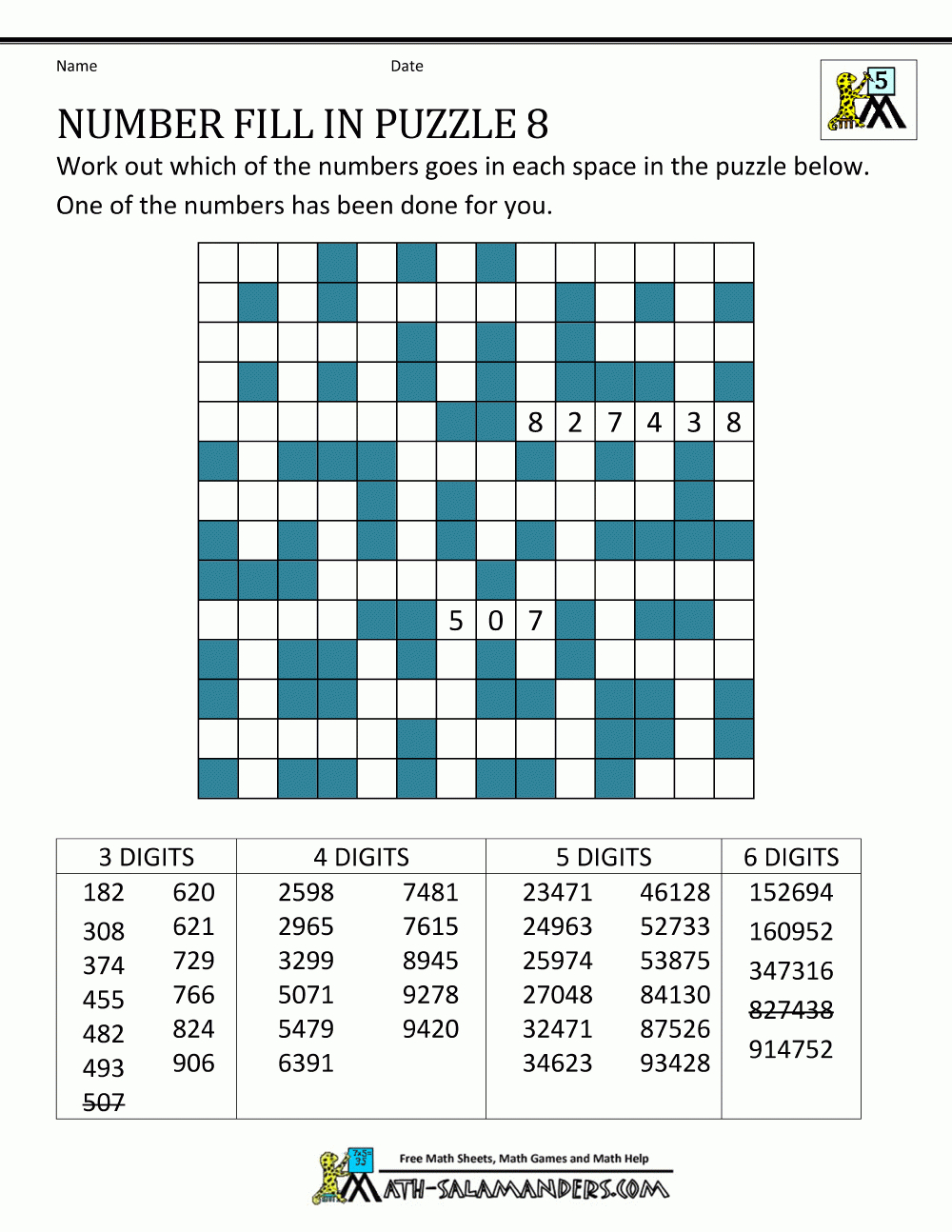 Number Fill In Puzzles for Free Printable Fill in Puzzles Online