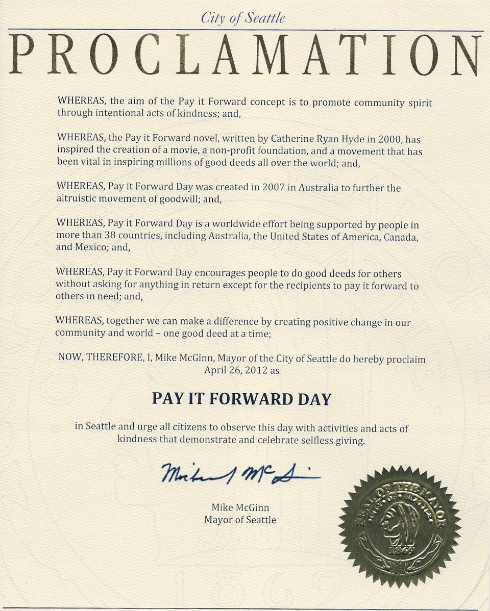 Obtain A Proclamation — Pay It Forward Day in Proclamation Templates Free