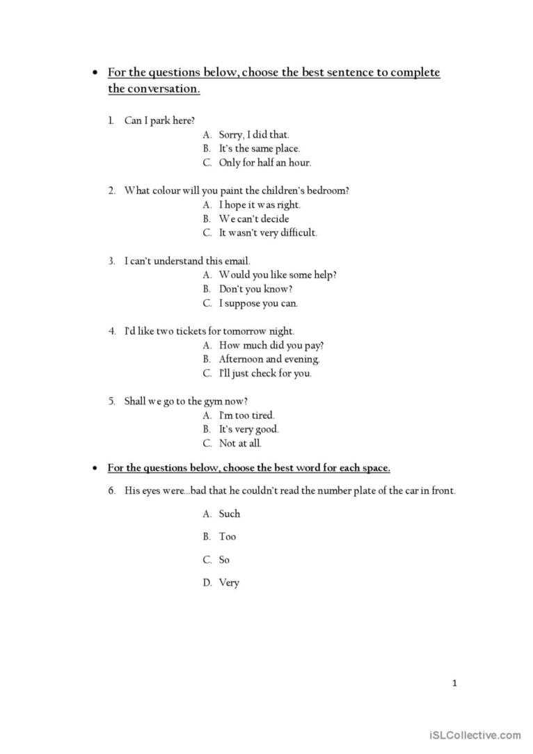 Official Cambridge Placement Test: English Esl Worksheets Pdf &amp;amp; Doc regarding Free Printable Placement Test