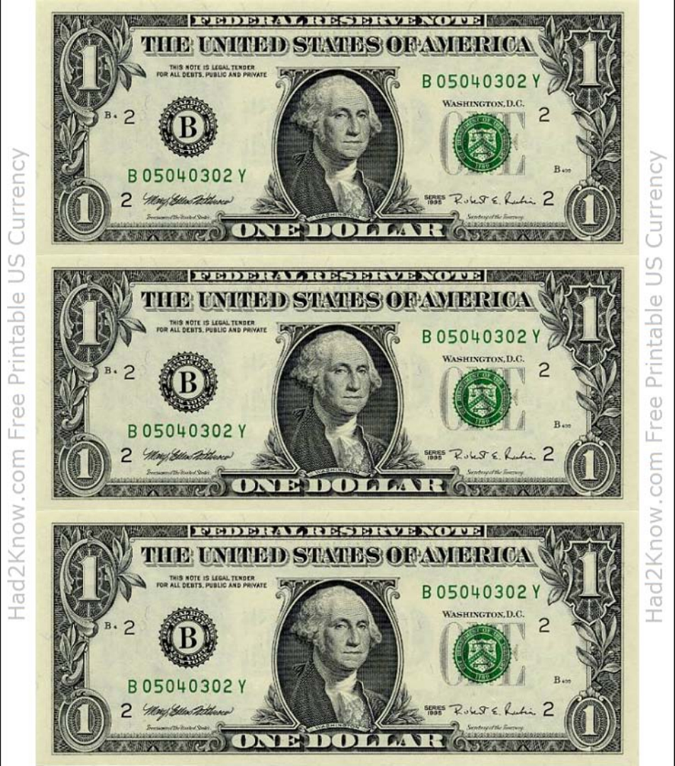 One Dollar Bill Template - Front Download Printable Pdf regarding Free Printable Dollar Bill Photo Template