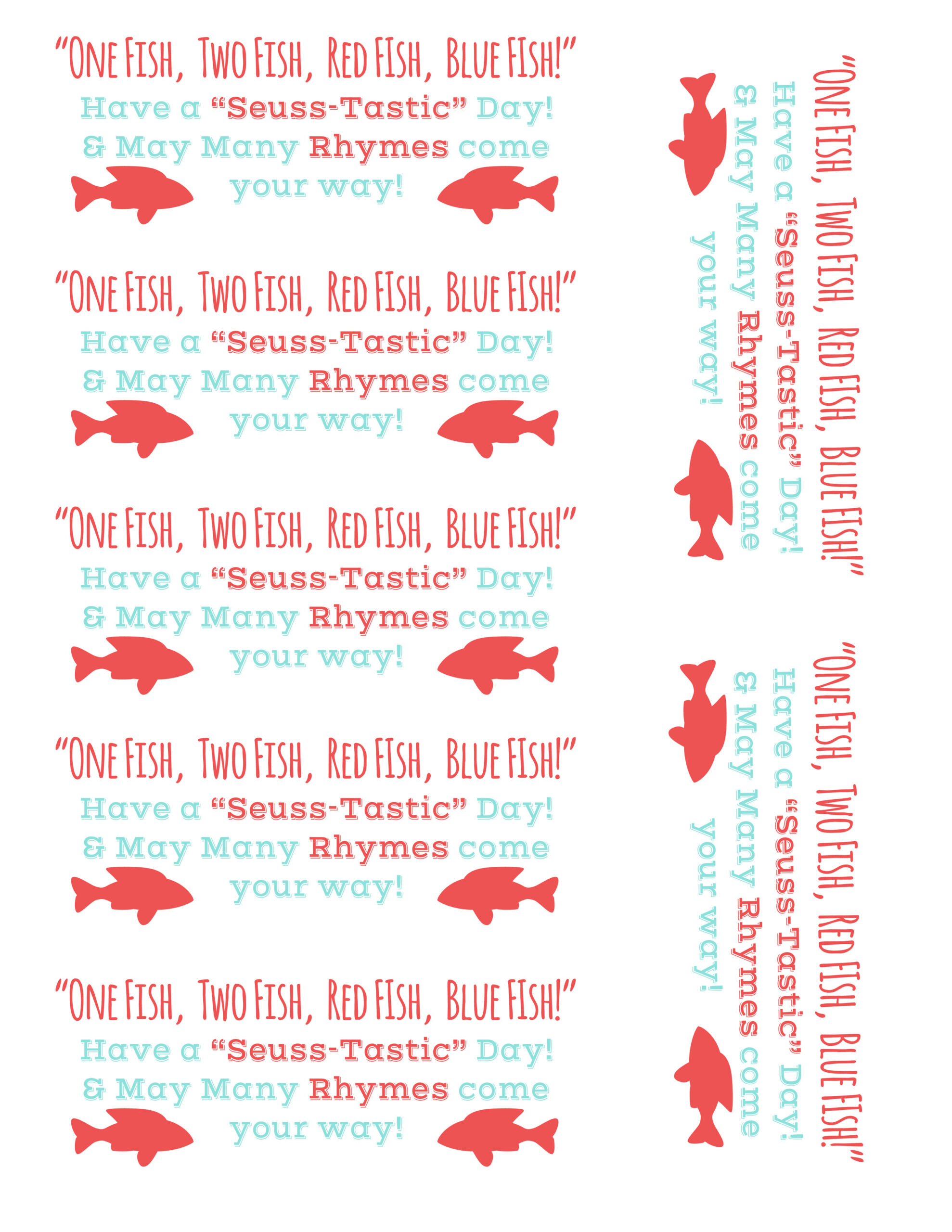 One Fish Two Fish Dr. Seuss Tags *Free Printable with regard to One Fish Two Fish Free Printables