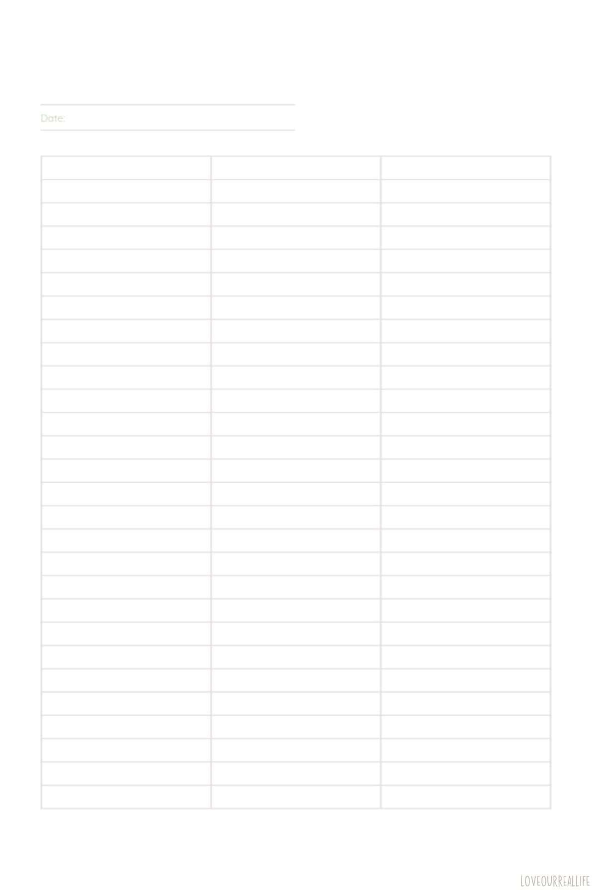 Organize Your Life With These Free 3-Column Templates ⋆ Love Our inside Free Printable Column Templates
